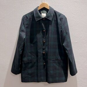 Harvé Benard Plaid Black Watch / Tartan wool blazer coat